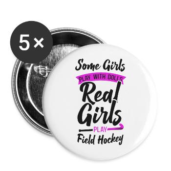 Hockey sur gazon avec lequel certaines filles jouent - Lot de 5 grands badges (56 mm) - blanc - Devant