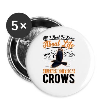 Crow Gift Raven Raven Crow - Buttons large 2.2''/56 mm (5-pack) - white - Front