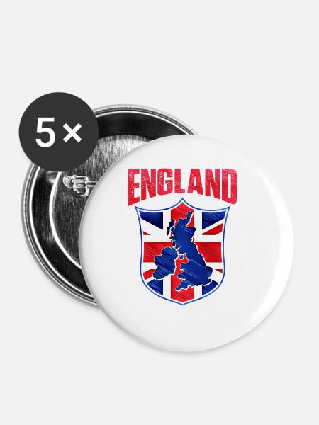 England - Buttons groß 56 mm (5er Pack) - Weiß