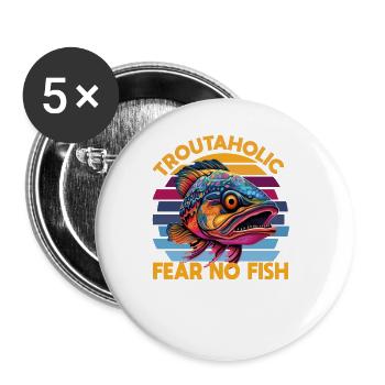 Fischen Forelle Lachs Fischer Angler Barsch - Buttons groß 56 mm (5er Pack) - Weiß - Vorne