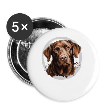 Labrador - Buttons groß 56 mm (5er Pack) - Weiß - Vorne