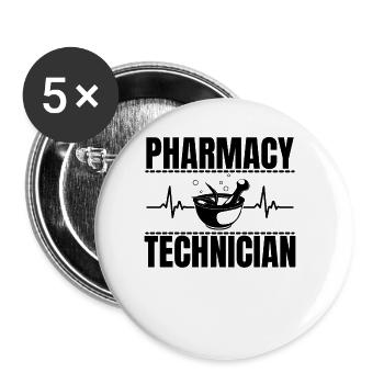 Pharmazie -Techniker Geschenk Frauen Apotheke Tech - Buttons groß 56 mm (5er Pack) - Weiß - Vorne
