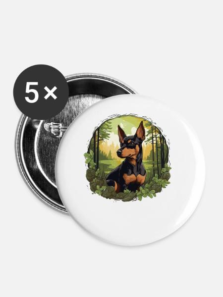 Pinscher - Buttons groß 56 mm (5er Pack) - Weiß
