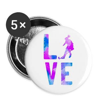 Field Hockey Watercolor Love - Buttons groß 56 mm (5er Pack) - Weiß - Vorne