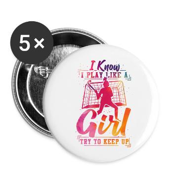 Field Hockey Watercolor I Know I - Buttons groß 56 mm (5er Pack) - Weiß - Vorne