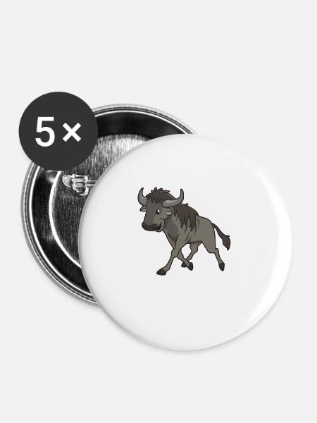 Kawaii Gnu - Buttons groß 56 mm (5er Pack) - Weiß