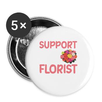 Cadeau de fleuriste, Designer Floral disant, fleuriste - Lot de 5 grands badges (56 mm) - blanc - Devant