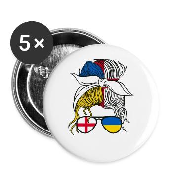 Moitié Anglais Moitié Ukrainien Fille Ukraine Angleterre - Lot de 5 grands badges (56 mm) - blanc - Devant