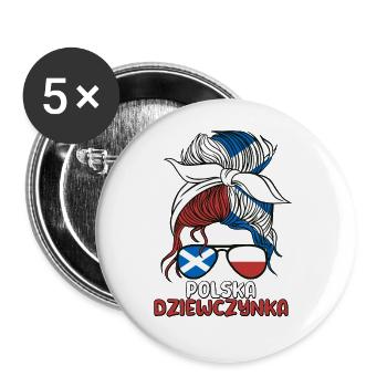 Ecosse Ecosse Demi Polonaise Fille Pologne Polska - Lot de 5 grands badges (56 mm) - blanc - Devant