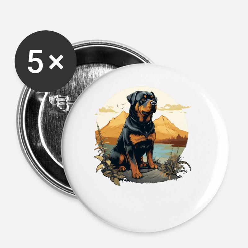 Rottweiler - Buttons large 2.2''/56 mm (5-pack) - white