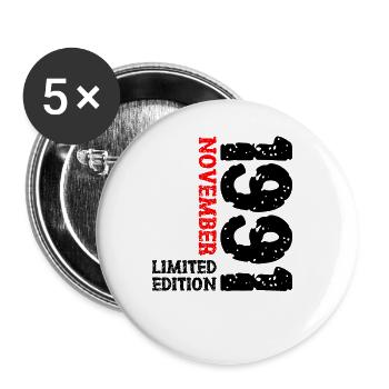 1991 November Limited Edition 32. Geburtstag Deko - Buttons groß 56 mm (5er Pack) - Weiß - Vorne