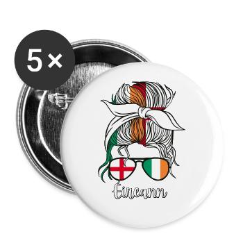 Éireann Half English Half Irish Girl Ireland - Buttons large 2.2''/56 mm (5-pack) - white - Front