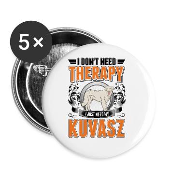 Kuvasz Therapie Ungarischer Hund - Buttons groß 56 mm (5er Pack) - Weiß - Vorne