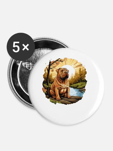 Shar Pei - Buttons groß 56 mm (5er Pack) - Weiß
