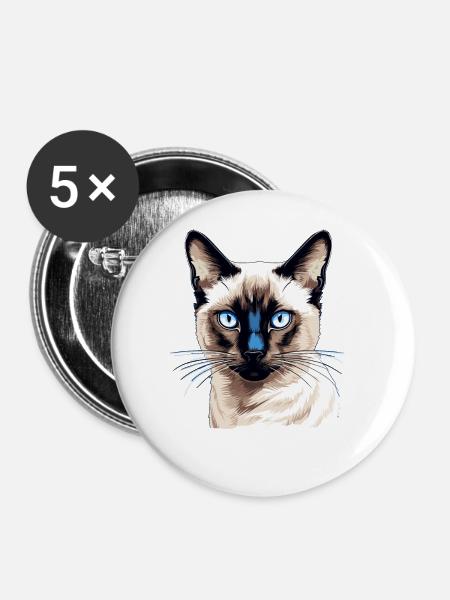 Siamese Cat Siamkatze - Buttons groß 56 mm (5er Pack) - Weiß