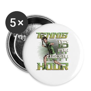 Tennis Ist Meine Happy Hour, Tennisspieler, Tennis - Buttons groß 56 mm (5er Pack) - Weiß - Vorne