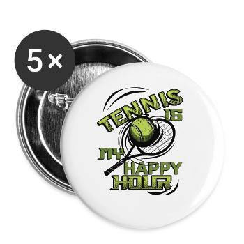 Tennis Ist Meine Happy Hour, Tennisspieler, Tennis - Buttons groß 56 mm (5er Pack) - Weiß - Vorne