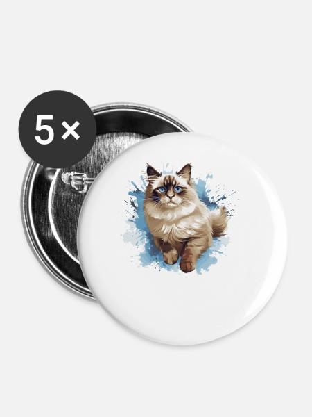 Ragdoll - Buttons groß 56 mm (5er Pack) - Weiß