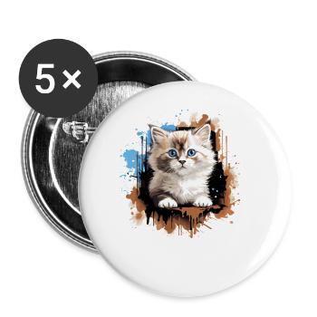 Ragdoll - Buttons groß 56 mm (5er Pack) - Weiß - Vorne