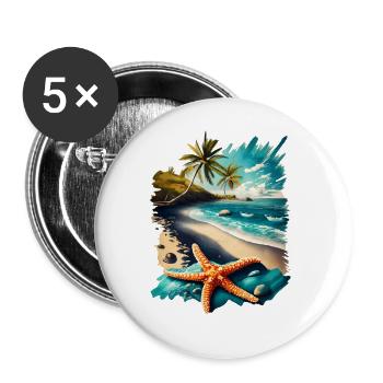Natur Sommer Meer Ozean Seestern - Buttons groß 56 mm (5er Pack) - Weiß - Vorne