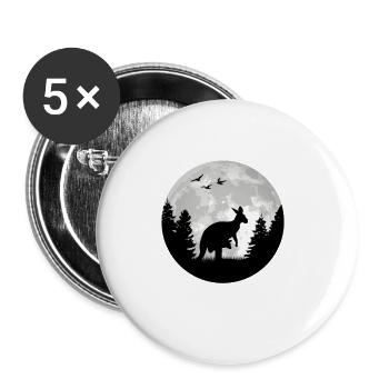 Kangaroo, Moon, Australia, Kangaroo - Buttons large 2.2''/56 mm (5-pack) - white - Front