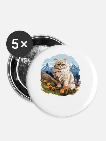Persian Cat Perser Katze - Buttons groß 56 mm (5er Pack) - Weiß