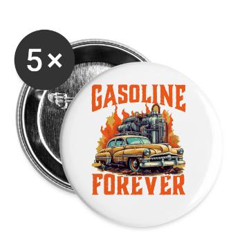 Gasoline Forever 9 - Buttons groß 56 mm (5er Pack) - Weiß - Vorne