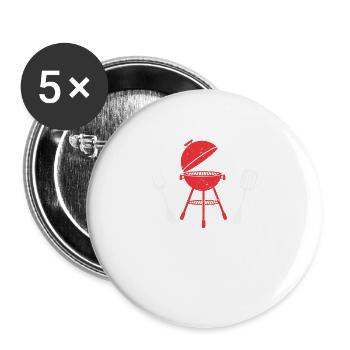 BBQ Pulled Pork Schwein Grill - Buttons large 2.2''/56 mm (5-pack) - white - Front