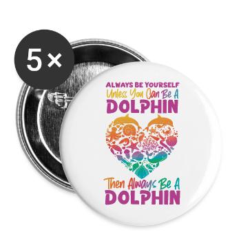 Dolphin Watercolor Always Be - Buttons groß 56 mm (5er Pack) - Weiß - Vorne