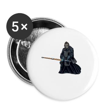 Cartoon Monkey Makes Kendo - Buttons large 2.2''/56 mm (5-pack) - white - Front