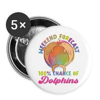 Dolphin Weekend Forecast: 100% - Buttons groß 56 mm (5er Pack) - Weiß - Vorne