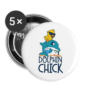 Dolphin Chicken Dolphin Chick - Buttons groß 56 mm (5er Pack) - Weiß - Vorne