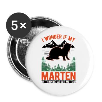 Martre Cadeau Pin Martre Vison - Lot de 5 grands badges (56 mm) - blanc - Devant