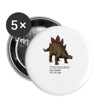Realistische Zeichnung des Stegosaurus - Buttons groß 56 mm (5er Pack) - Weiß - Vorne