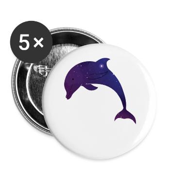 Dolphin Space Galaxy - Buttons groß 56 mm (5er Pack) - Weiß - Vorne