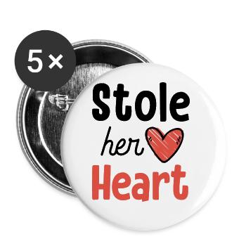 Stole Your Heart His Fries - Couple - Buttons large 2.2''/56 mm (5-pack) - white - Front