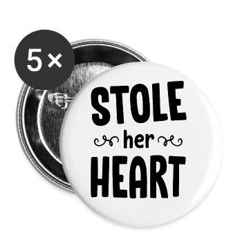 Stole Your Heart His Fries - Couple - Buttons large 2.2''/56 mm (5-pack) - white - Front