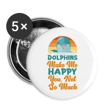 Dolphin Retro Dolphins Make Me - Buttons groß 56 mm (5er Pack) - Weiß - Vorne