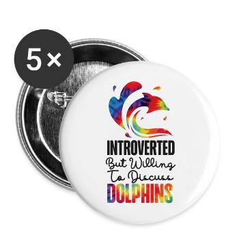 Dolphin Tie Dye Introverted But - Buttons large 2.2''/56 mm (5-pack) - white - Front