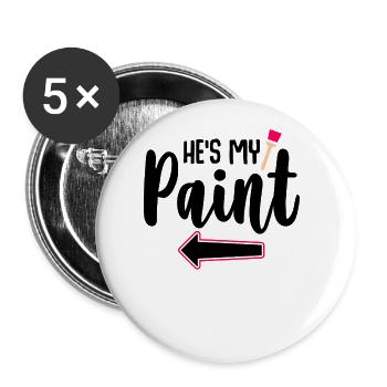 Meine Farbe Meine Leinwand - Paar Matching - Buttons groß 56 mm (5er Pack) - Weiß - Vorne