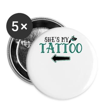 Mein Tattoo Meine Tinte - Lustiges Paar Passend - Buttons groß 56 mm (5er Pack) - Weiß - Vorne