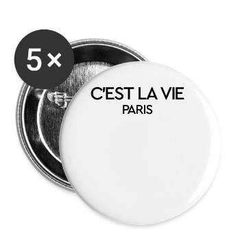 C'est la Vie Paris Frankreich Urlaub Das ist das L - Buttons groß 56 mm (5er Pack) - Weiß - Vorne