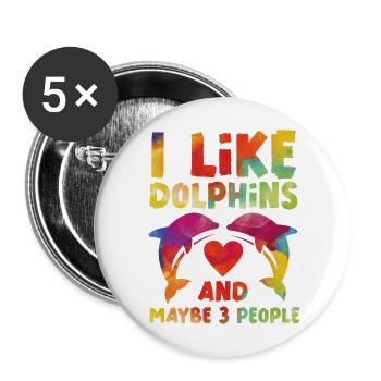 Dolphin Watercolor I Like Dolphins - Buttons large 2.2''/56 mm (5-pack) - white - Front