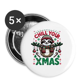 Sloth Christmas Sloth Santa Hat - Buttons large 2.2''/56 mm (5-pack) - white - Front
