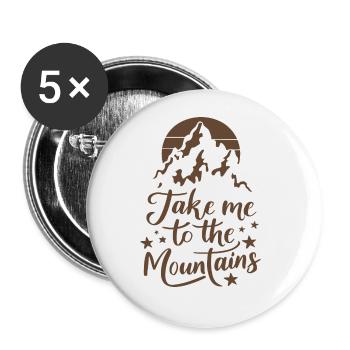 Take me to the Mountains Mountains Hiking Climbing - Buttons large 2.2''/56 mm (5-pack) - white - Front