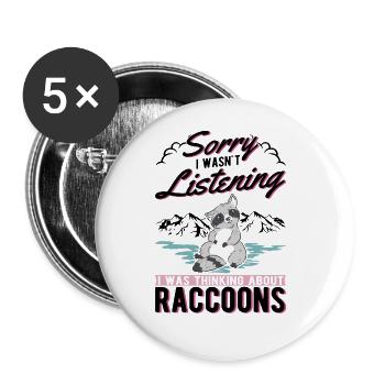 Raccoon Gift Raccoon - Buttons large 2.2''/56 mm (5-pack) - white - Front