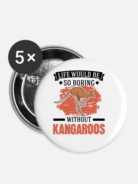 Australisches Känguru Australien Kangaroo - Buttons groß 56 mm (5er Pack) - Weiß