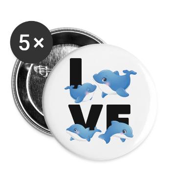Dolphin Love - Buttons groß 56 mm (5er Pack) - Weiß - Vorne