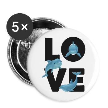 Dolphin Love - Buttons groß 56 mm (5er Pack) - Weiß - Vorne