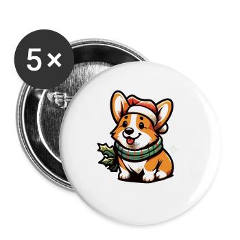 Corgi Corgi Chien Corgi Corgi Welsh Corgi - Lot de 5 grands badges (56 mm) - blanc - Devant